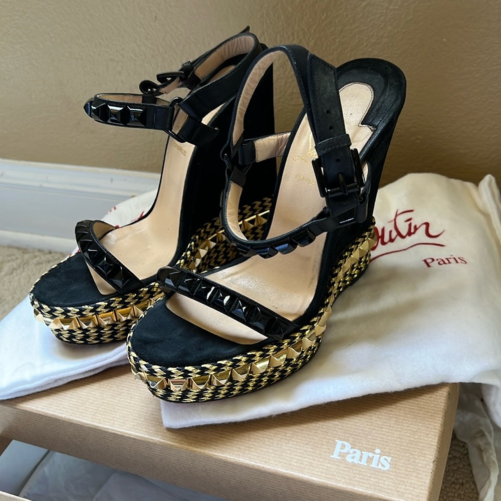Christian Louboutin Cataclou 140 Calf Suede Wedges